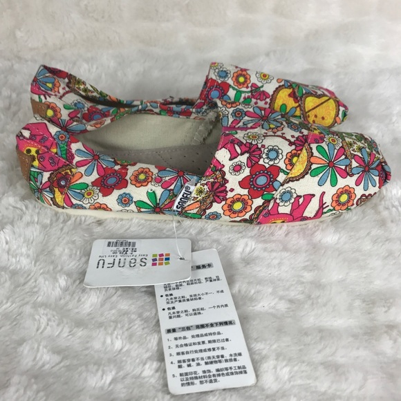 Sanfu Floral Multicolor Slip On Flats 38 ( 7 ) - Picture 4 of 8